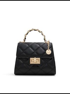 Aldo Borgnine Black Top Handle Handbag Removable Strap Bowler Bag